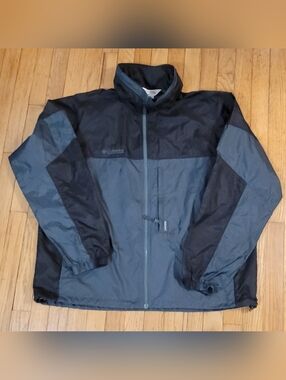 Columbia Sportswear Mens XL Hooded Jacket Green Black Full Zip Lightweight